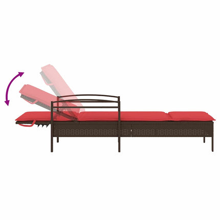 | Solstol | Reclining med kudde Brun 63 x 200 x 81 cm konstrotting