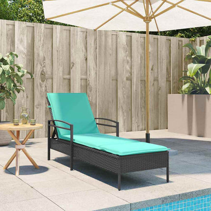 | Solstol | Reclining med kudde Svart 63 x 200 x 81 cm konstrotting