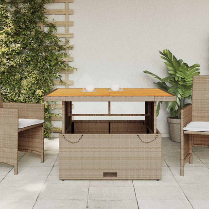 Trädgårdsbord beige 110x110x71 cm konstrotting och akaciaträ