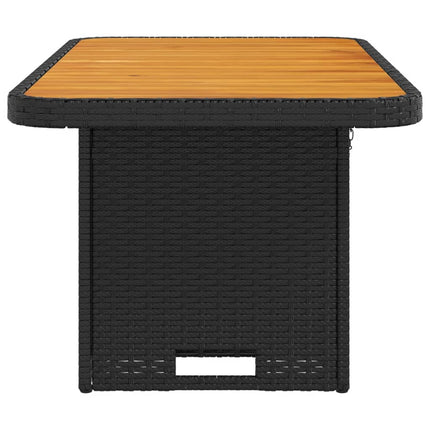 Trädgårdsbord svart 90x55x71 cm konstrotting och akaciaträ