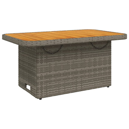Trädgårdsbord grå 90x55x71 cm konstrotting och akaciaträ