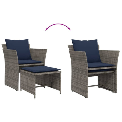 Reclinerstol för trädgården med fotpall grå konstrotting
