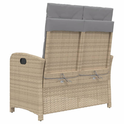 Justerbar trädgårdsbänk med dynor beige konstrotting