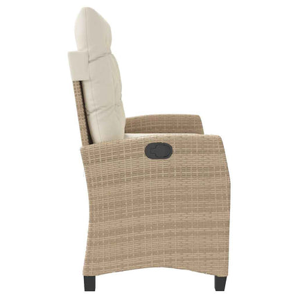 Justerbar trädgårdsbänk med dynor beige konstrotting