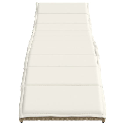 Solsäng med dyna beige 55x199x50 cm konstrotting