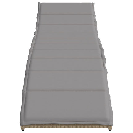 Solsäng med dyna beige 55x199x50 cm konstrotting