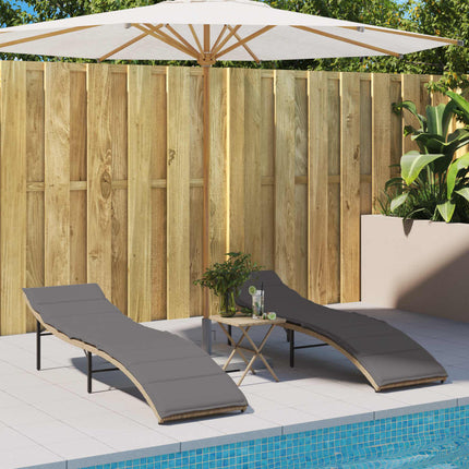 Solsängar 2 st med bord beige konstrotting