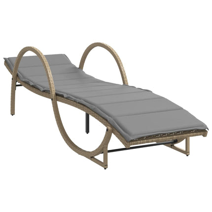 Solsängar 2 st med bord beige konstrotting
