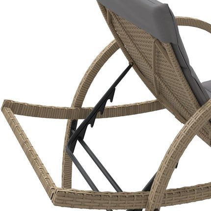 Solsängar 2 st med bord beige konstrotting
