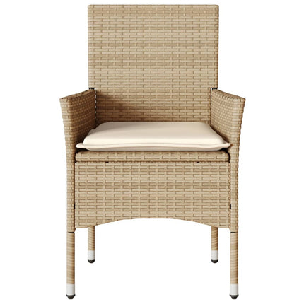 Trädgårdsstolar med dynor 2 st beige konstrotting