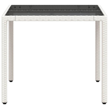 Trädgårdsbord med glasskiva vit 90x90x75 cm konstrotting