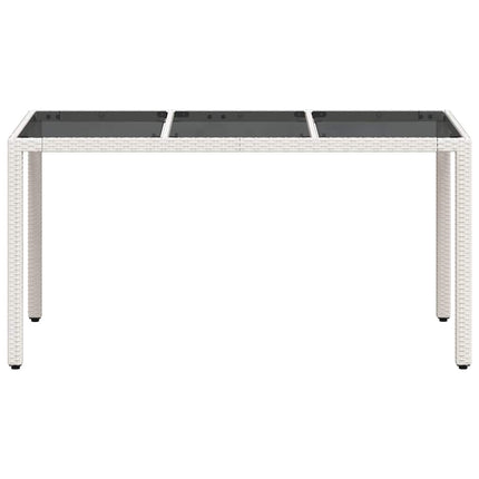 Trädgårdsbord med glasskiva vit 150x90x75 cm konstrotting