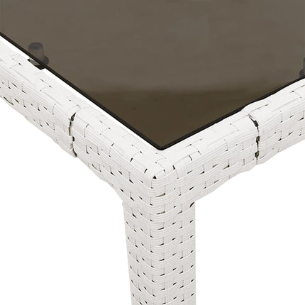 Trädgårdsbord med glasskiva vit 150x90x75 cm konstrotting