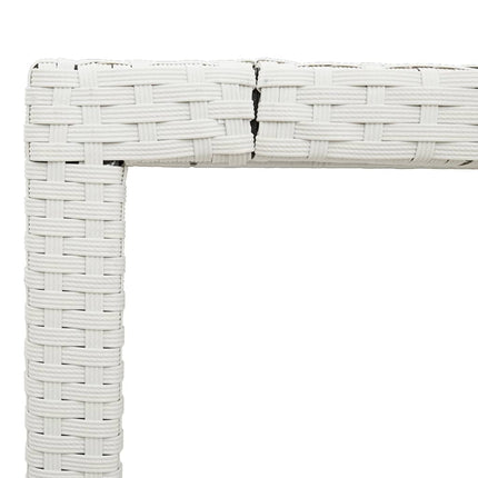 Trädgårdsbord med glasskiva vit 150x90x75 cm konstrotting