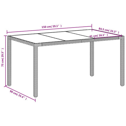 Trädgårdsbord med glasskiva vit 150x90x75 cm konstrotting