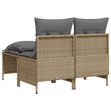 Soffgrupp för trädgård med dynor 4 delar beige konstrotting