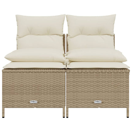 Soffgrupp för trädgård med dynor 4 delar beige konstrotting