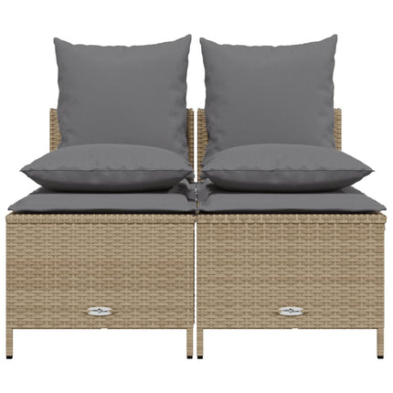 Soffgrupp för trädgård med dynor 4 delar beige konstrotting