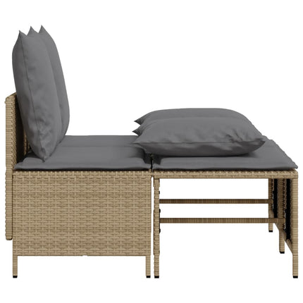 Soffgrupp för trädgård med dynor 4 delar beige konstrotting