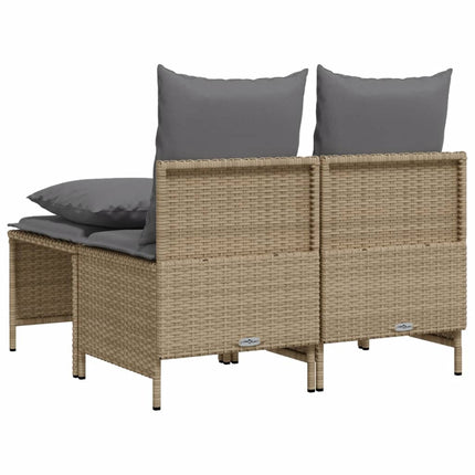 Soffgrupp för trädgård med dynor 4 delar beige konstrotting