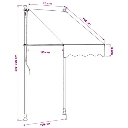 Infällbar markis antracit 100x150 cm tyg och stål