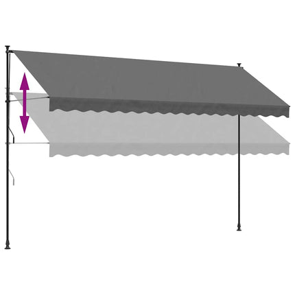 Markis infällbar antracit 400x150 cm tyg och stål