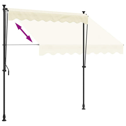 Markis infällbar gräddvit 250x150 cm tyg och stål