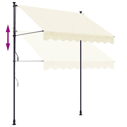 Markis infällbar gräddvit 250x150 cm tyg och stål