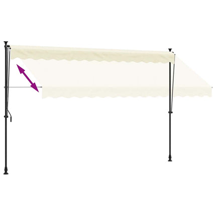 Markis infällbar gräddvit 350x150 cm tyg och stål