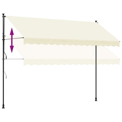 Markis infällbar gräddvit 350x150 cm tyg och stål
