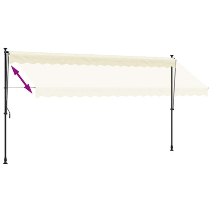 Markis infällbar gräddvit 400x150 cm tyg och stål