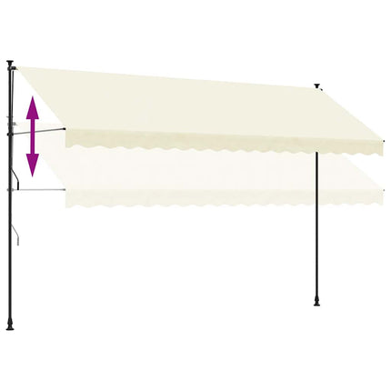 Markis infällbar gräddvit 400x150 cm tyg och stål