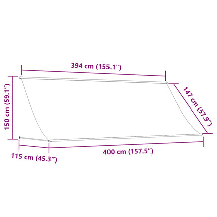 Markis infällbar antracit 400x150 cm tyg och stål