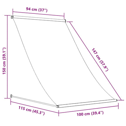 Infällbar markis gräddvit 100x150 cm tyg och stål