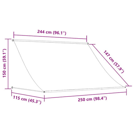 Markis infällbar gräddvit 250x150 cm tyg och stål