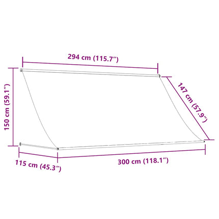 Markis infällbar gräddvit 300x150 cm tyg och stål