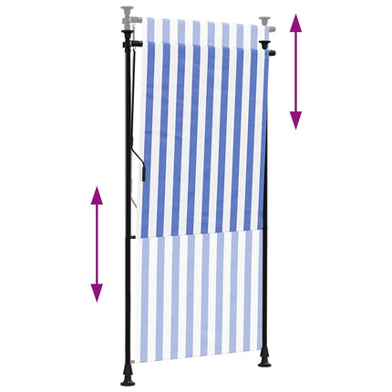 Rullgardin utomhus blå och vit 120x270 cm tyg&stål