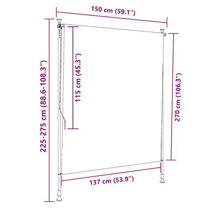 Rullgardin utomhus blå och vit 150x270 cm tyg&stål