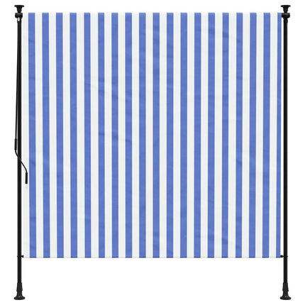 Rullgardin utomhus blå och vit 200x270 cm tyg&stål
