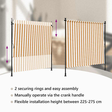 Rullgardin utomhus orange och vit 200x270 cm tyg&stål