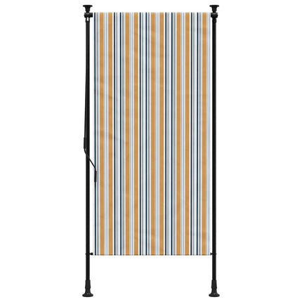 Rullgardin utomhus gul och vit 100x270 cm tyg&stål