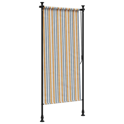 Rullgardin utomhus gul och vit 100x270 cm tyg&stål