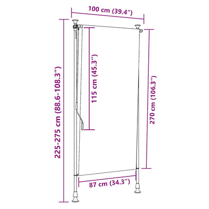 Rullgardin utomhus gul och vit 100x270 cm tyg&stål