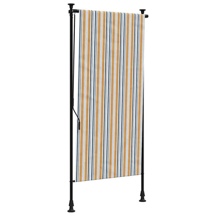 Rullgardin utomhus gul och vit 120x270 cm tyg&stål