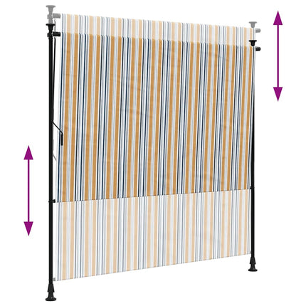 Rullgardin utomhus gul och vit 150x270 cm tyg&stål
