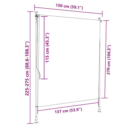 Rullgardin utomhus gul och vit 150x270 cm tyg&stål