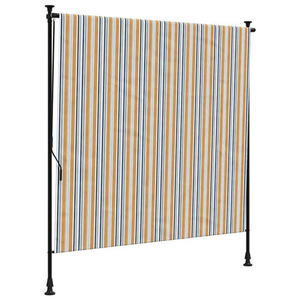 Rullgardin utomhus gul och vit 200x270 cm tyg&stål