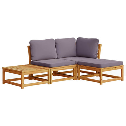 Loungegrupp med dynor 4 delar massivt akaciaträ