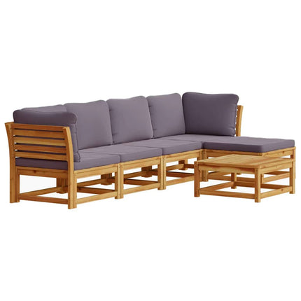 Loungegrupp med dynor 6 delar massivt akaciaträ
