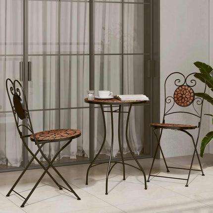 Caféset mosaik terrakotta järn och keramik